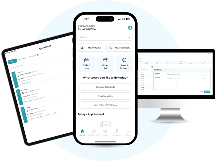 Doctor using tablet interface